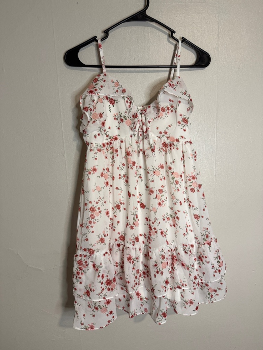 No Boundaries White Floral Mini Dress with Pink/Red Flowers